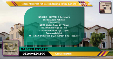 Residential Plot for Sale in Bahria Town, Lahore - (BP-92345)