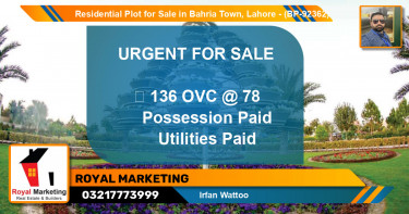 Residential Plot for Sale in Bahria Town, Lahore - (BP-92362)