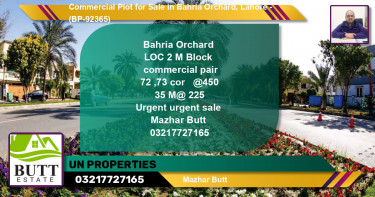 Commercial Plot for Sale in Bahria Orchard, Lahore - (BP-92365)