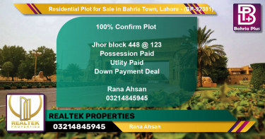 Residential Plot for Sale in Bahria Town, Lahore - (BP-92381)