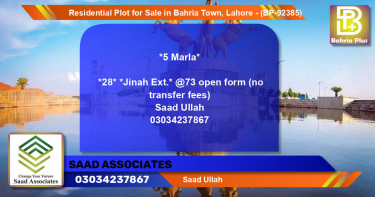 Residential Plot for Sale in Bahria Town, Lahore - (BP-92385)