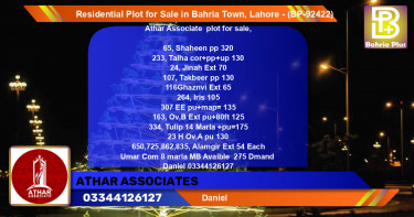 Residential Plot for Sale in Bahria Town, Lahore - (BP-92422)