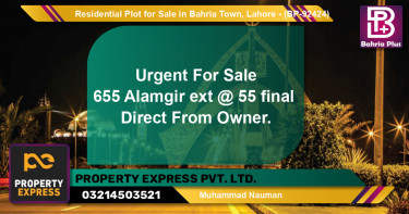 Residential Plot for Sale in Bahria Town, Lahore - (BP-92424)