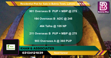 Residential Plot for Sale in Bahria Town, Lahore - (BP-92435)