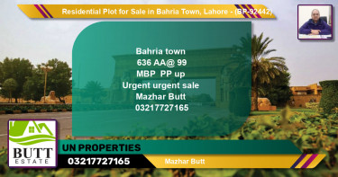 Residential Plot for Sale in Bahria Town, Lahore - (BP-92442)