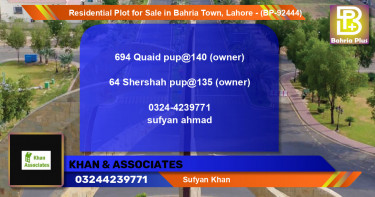 Residential Plot for Sale in Bahria Town, Lahore - (BP-92444)