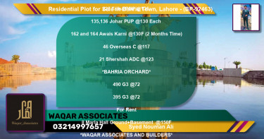 Residential Plot for Sale in Bahria Town, Lahore - (BP-92463)