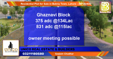Residential Plot for Sale in Bahria Town, Lahore - (BP-92464)