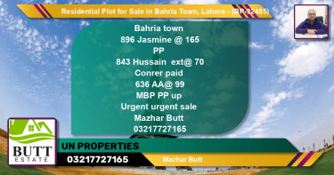 Residential Plot for Sale in Bahria Town, Lahore - (BP-92485)