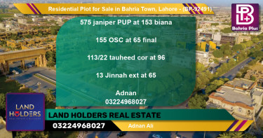 Residential Plot for Sale in Bahria Town, Lahore - (BP-92491)
