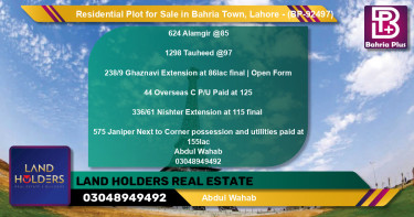 Residential Plot for Sale in Bahria Town, Lahore - (BP-92497)