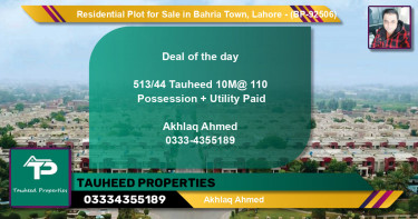 Residential Plot for Sale in Bahria Town, Lahore - (BP-92506)