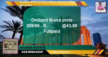 Residential Plot for Sale in Bahria Orchard, Lahore - (BP-92508)