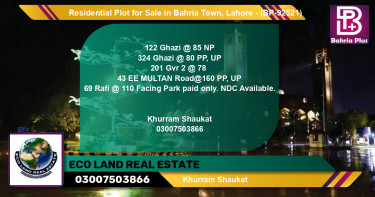 Residential Plot for Sale in Bahria Town, Lahore - (BP-92521)