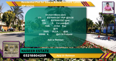 Residential Plot for Sale in Bahria Orchard, Lahore - (BP-92524)
