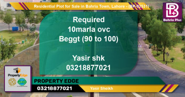 Residential Plot for Sale in Bahria Town, Lahore - (BP-92531)