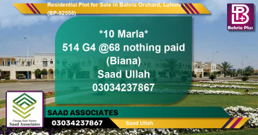 Residential Plot for Sale in Bahria Orchard, Lahore - (BP-92558)