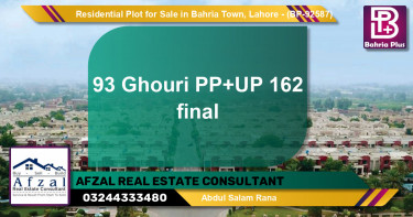 Residential Plot for Sale in Bahria Town, Lahore - (BP-92587)