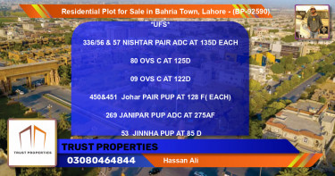 Residential Plot for Sale in Bahria Town, Lahore - (BP-92590)