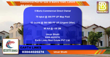 Commercial Plot for Sale in Bahria Town, Lahore - (BP-92634)