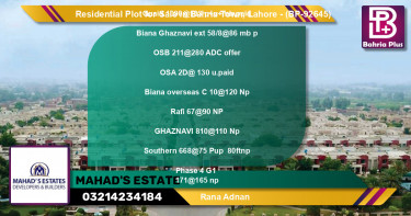 Residential Plot for Sale in Bahria Town, Lahore - (BP-92645)