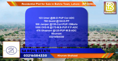 Residential Plot for Sale in Bahria Town, Lahore - (BP-92663)