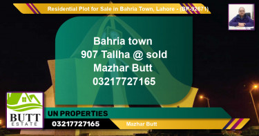Residential Plot for Sale in Bahria Town, Lahore - (BP-92671)