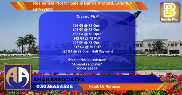 Residential Plot for Sale in Phase 4 - G6 Block -  Bahria Orchard, Lahore - (BP-92681)