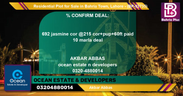 Residential Plot for Sale in Bahria Town, Lahore - (BP-92735)