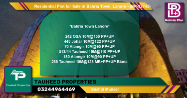Residential Plot for Sale in Bahria Town, Lahore - (BP-92742)
