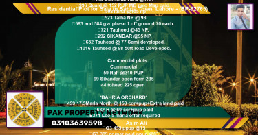 Residential Plot for Sale in Bahria Town, Lahore - (BP-92765)