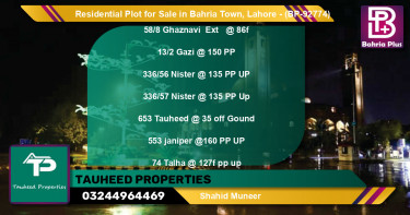 Residential Plot for Sale in Bahria Town, Lahore - (BP-92774)