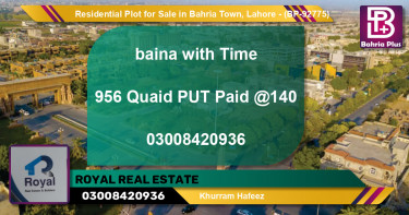 Residential Plot for Sale in Bahria Town, Lahore - (BP-92775)