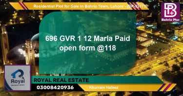 Residential Plot for Sale in Bahria Town, Lahore - (BP-92779)