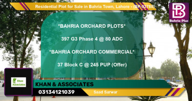 Residential Plot for Sale in Bahria Town, Lahore - (BP-92788)