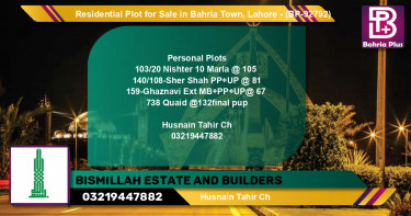 Residential Plot for Sale in Bahria Town, Lahore - (BP-92792)