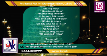 Residential Plot for Sale in Bahria Town, Lahore - (BP-92810)