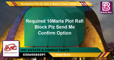 Residential Plot for Sale in Bahria Town, Lahore - (BP-92825)