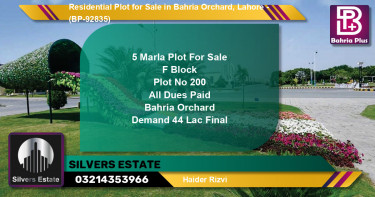 Residential Plot for Sale in Bahria Orchard, Lahore - (BP-92835)