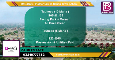 Residential Plot for Sale in Bahria Town, Lahore - (BP-92837)