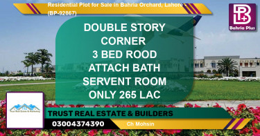 Residential Plot for Sale in Bahria Orchard, Lahore - (BP-92867)