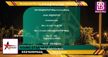 Residential Plot for Sale in Bahria Town, Lahore - (BP-92895)