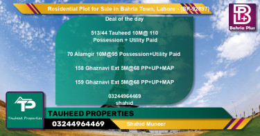 Residential Plot for Sale in Bahria Town, Lahore - (BP-92897)