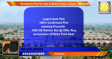 Residential Plot for Sale in Bahria Town, Lahore - (BP-92901)