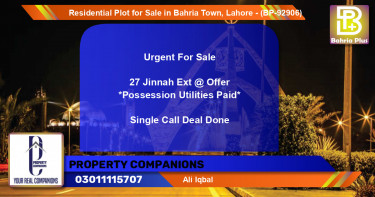 Residential Plot for Sale in Bahria Town, Lahore - (BP-92906)