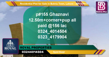 Residential Plot for Sale in Bahria Town, Lahore - (BP-92943)