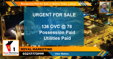Residential Plot for Sale in Bahria Town, Lahore - (BP-92964)
