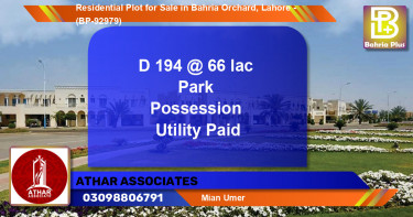 Residential Plot for Sale in Bahria Orchard, Lahore - (BP-92979)