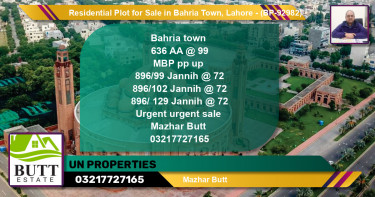 Residential Plot for Sale in Bahria Town, Lahore - (BP-92982)