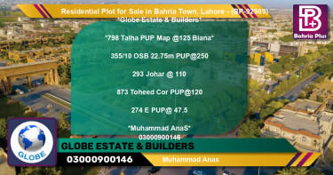 Residential Plot for Sale in Bahria Town, Lahore - (BP-92989)